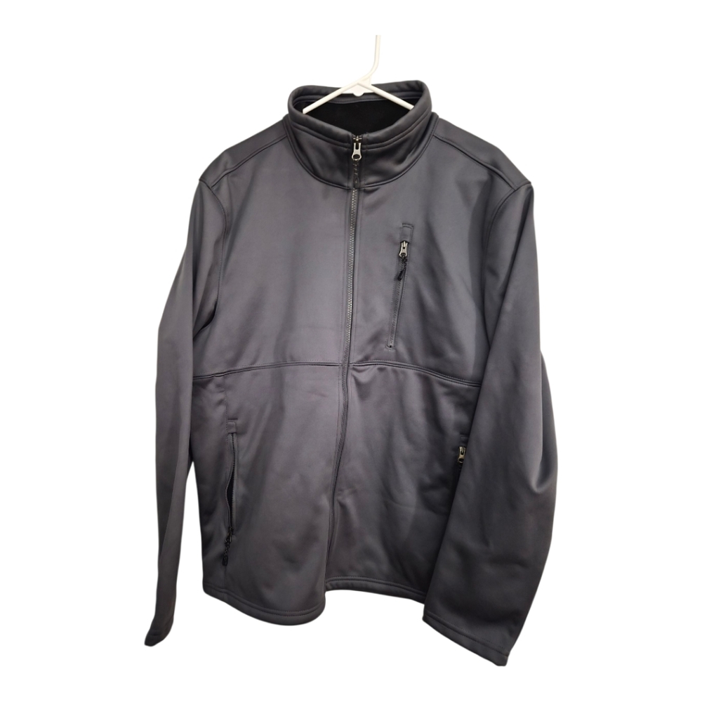 SwissTech Men’s M Gray Softshell Jacket Full Zip Water Resistant Windproof Nee